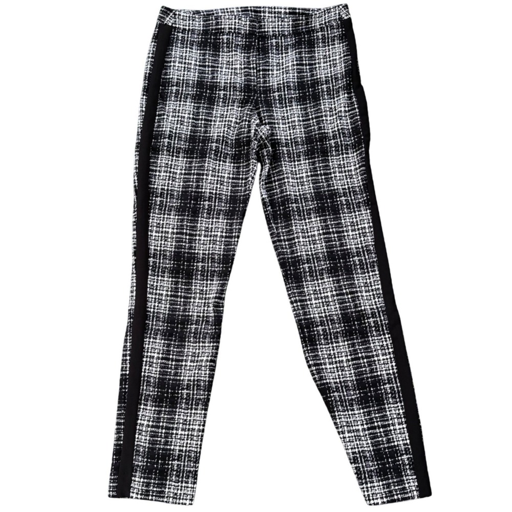 DKNY Houndstooth Plaid Career Casual Black White Pants w Pockets Women's Size‎ 8